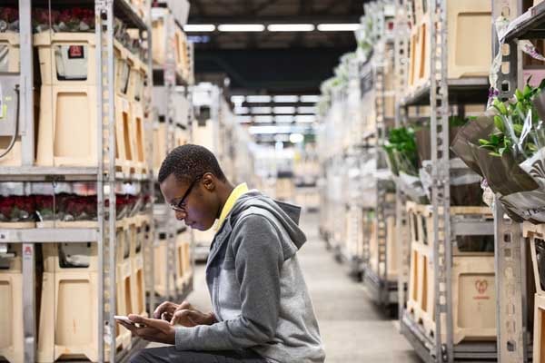 Man in warehouse