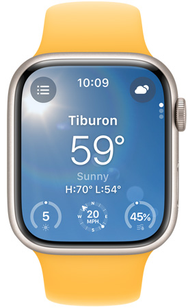 Ein Apple Watch Display mit der Wetter App