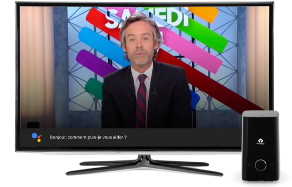 Télévision connectée affichant l’Assistant Google via la Bbox
