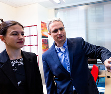 Gad Getz (right) and Esther Rheinbay (left) are part of an international consortium of scientists that analyzed more than 2,600 whole cancer genomes. (Credit: Bearwalk Cinema)