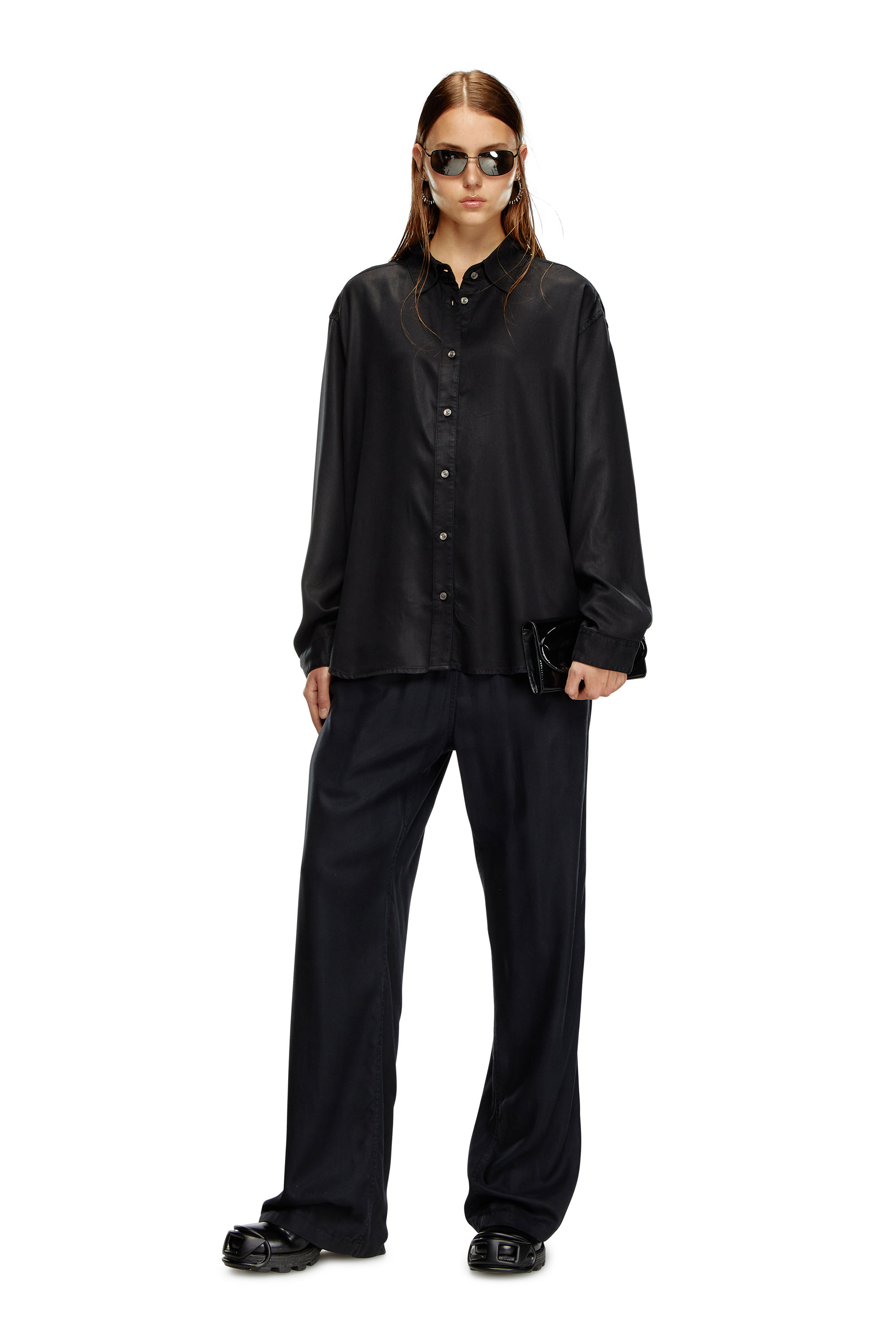 Diesel - S-SIMPLY-C-WN, Female Fluid shirt with logo embroidery in ToBeDefined - Image 2