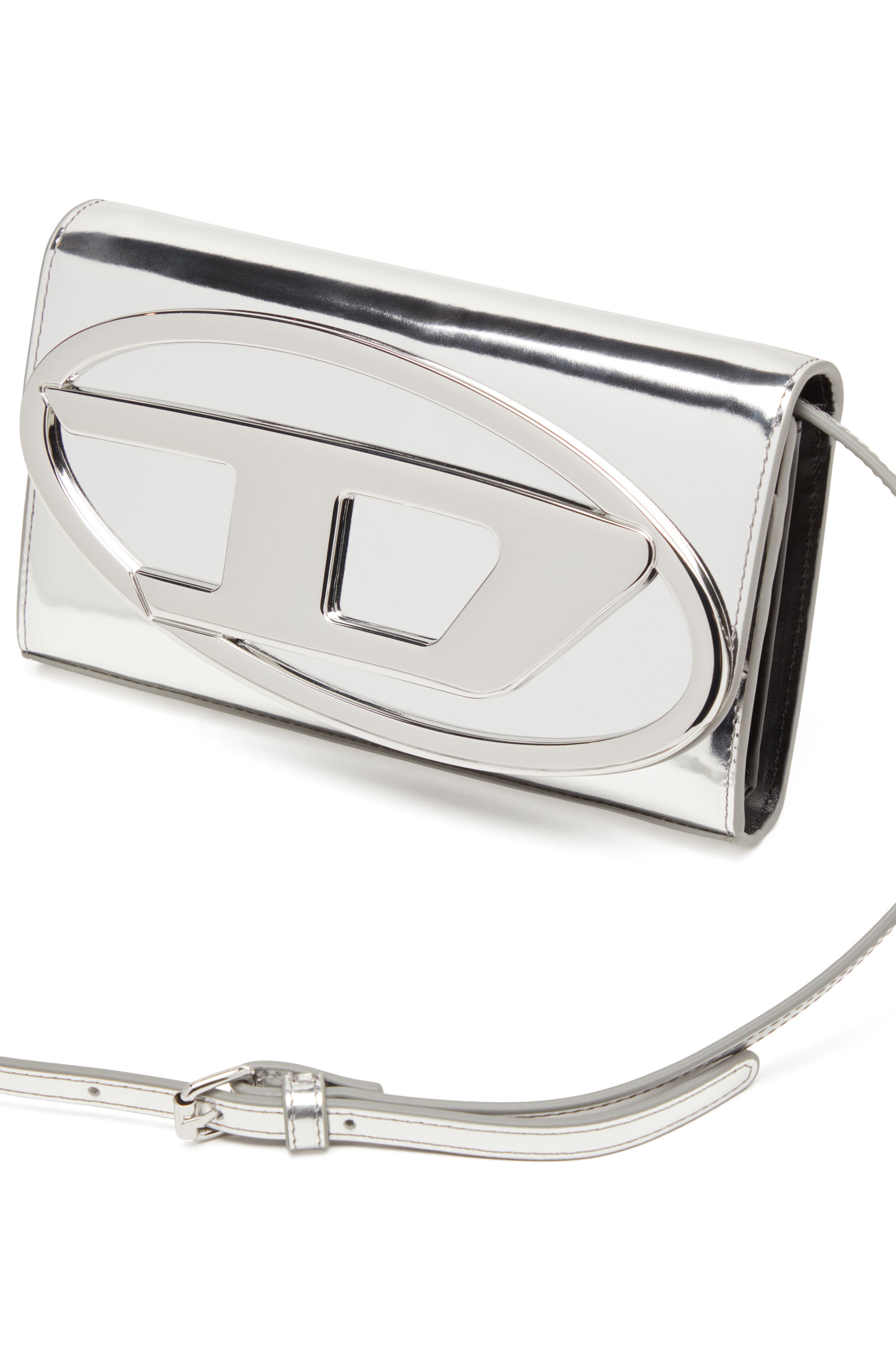 Diesel - 1DR WALLET STRAP, Female Wallet bag in mirrored leather in シルバー - Image 5