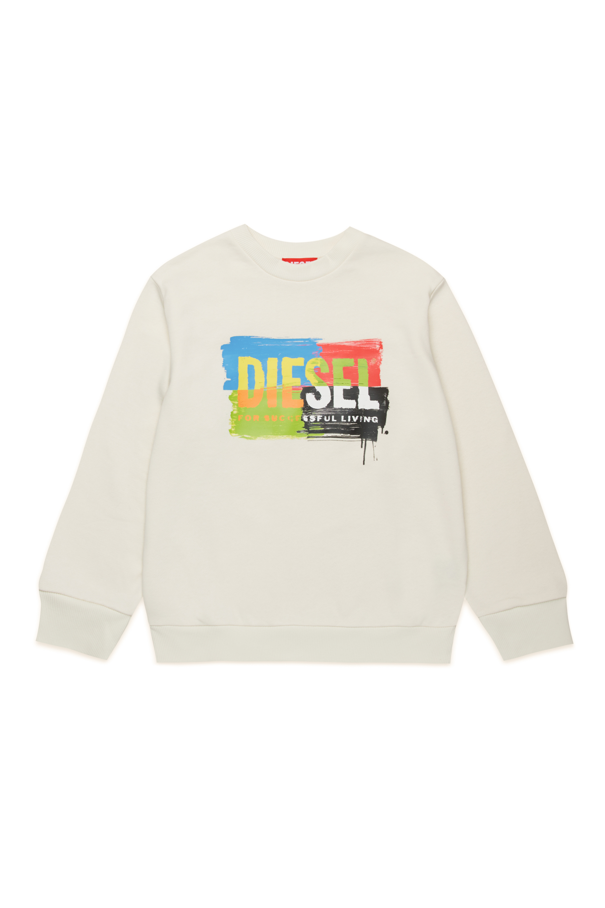 Diesel - SKAND OVER, Unisex Sweatshirt with painted-effect logo in ホワイト - Image 1