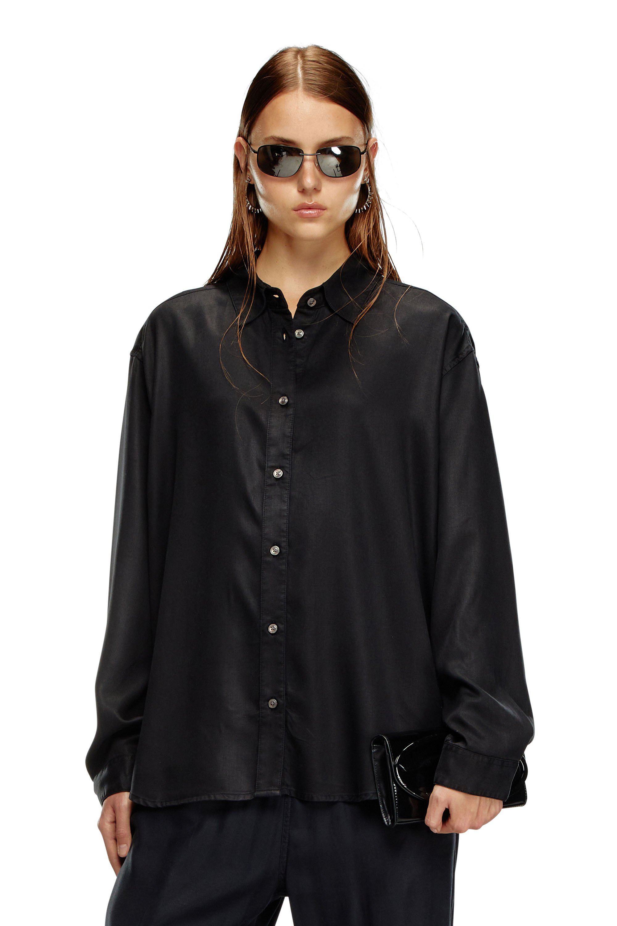 Diesel - S-SIMPLY-C-WN, Female Fluid shirt with logo embroidery in ToBeDefined - Image 1