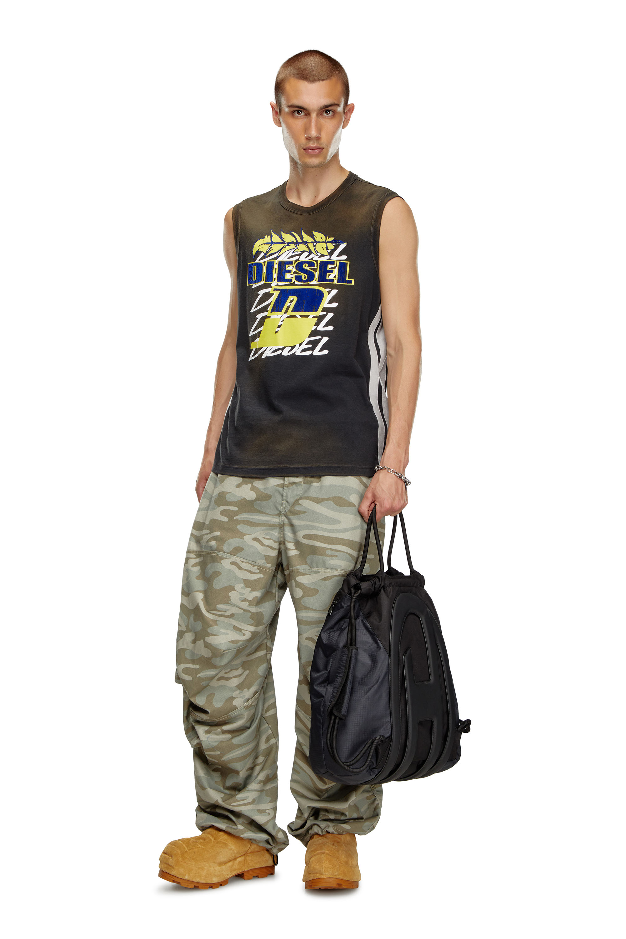 Diesel - CAGE-D TOTE XL, Male Cage-D-Convertible bag in CORDURA and ripstop in ブラック - Image 7