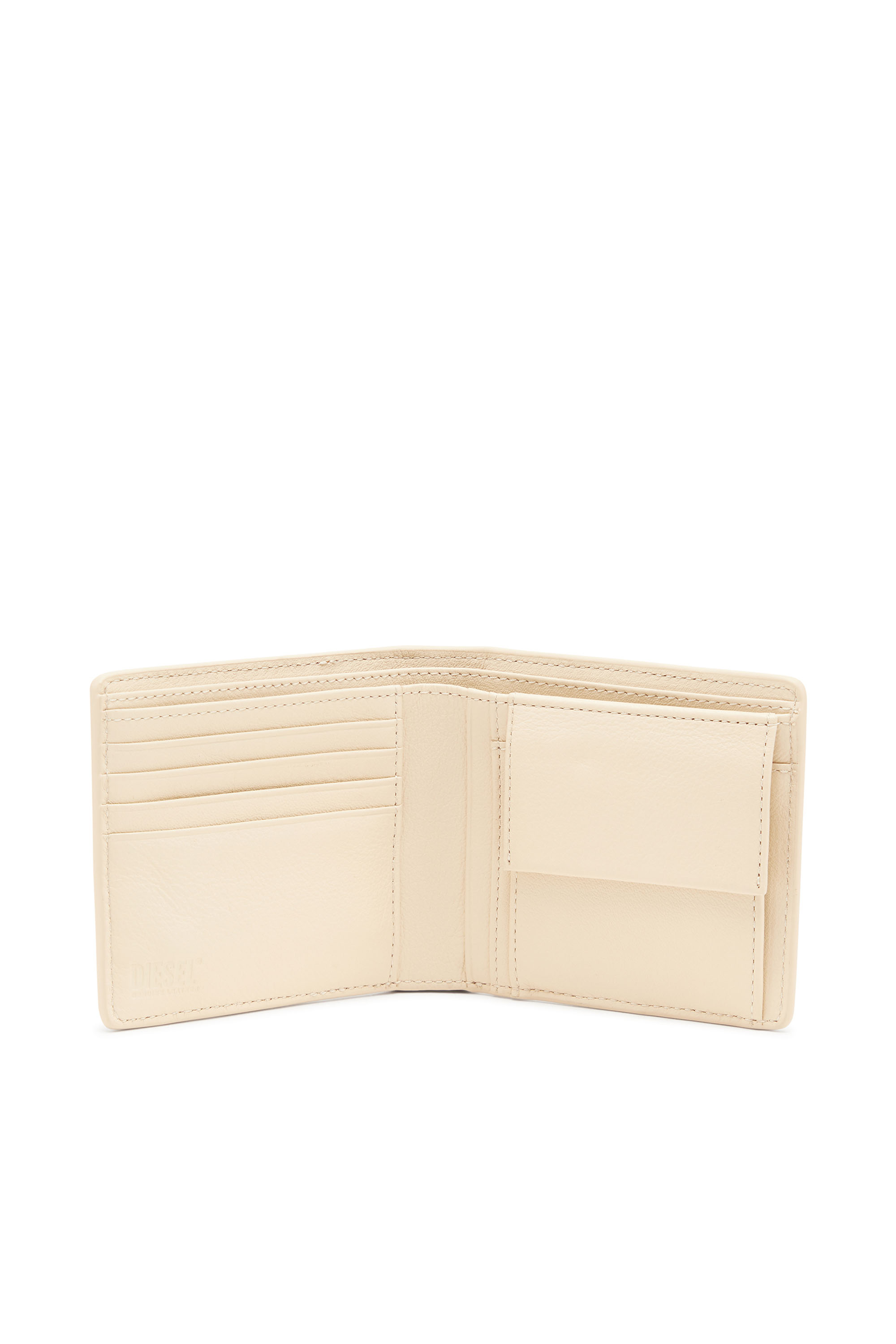 Diesel - JACKRON BI-FOLD COIN S, Male Leather bi-fold wallet with denim print in ブルー - Image 4