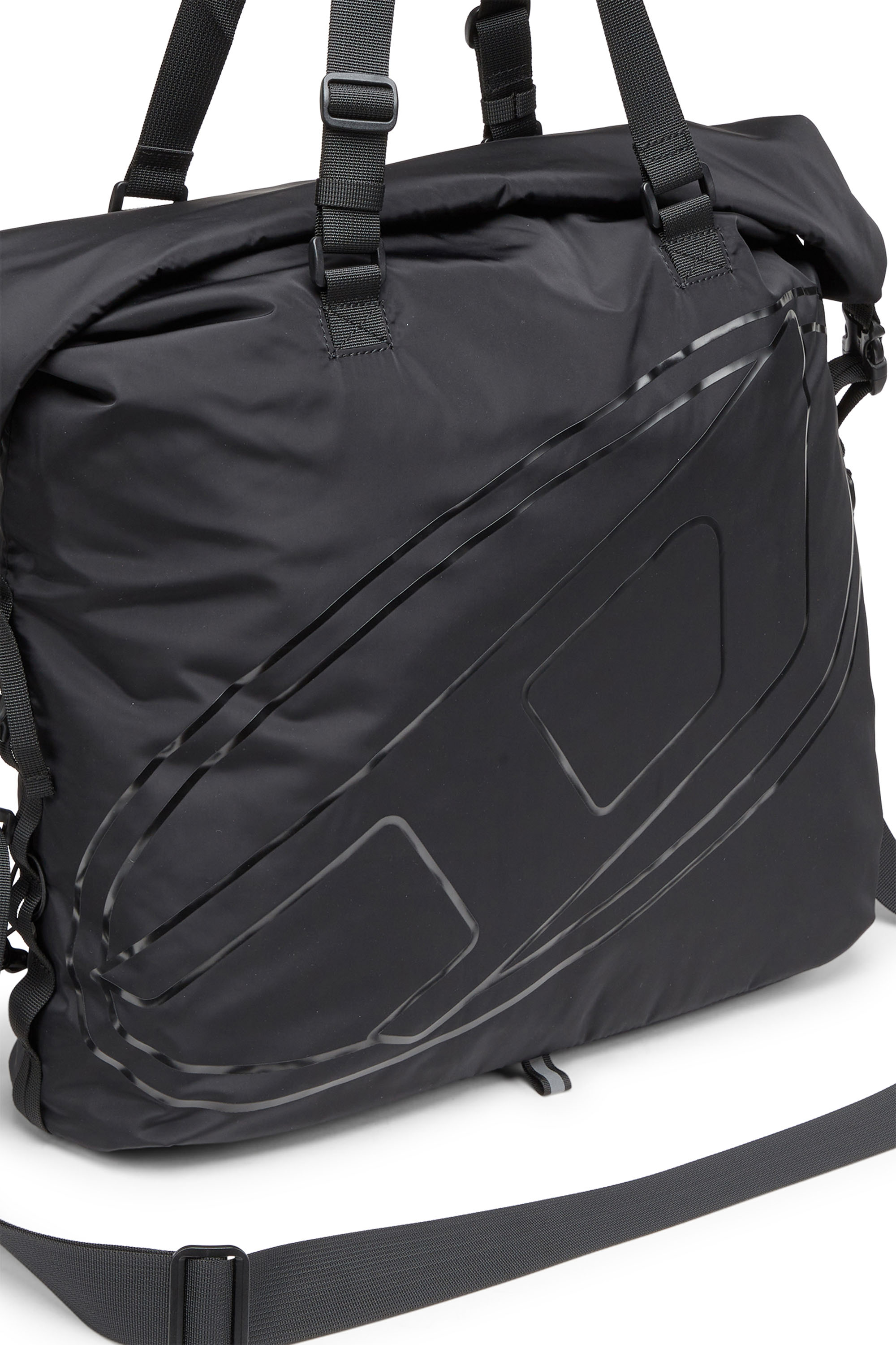 Diesel - DRAPE TOTE, Male Drape-Nylon roll-top crossbody bag in ブラック - Image 5
