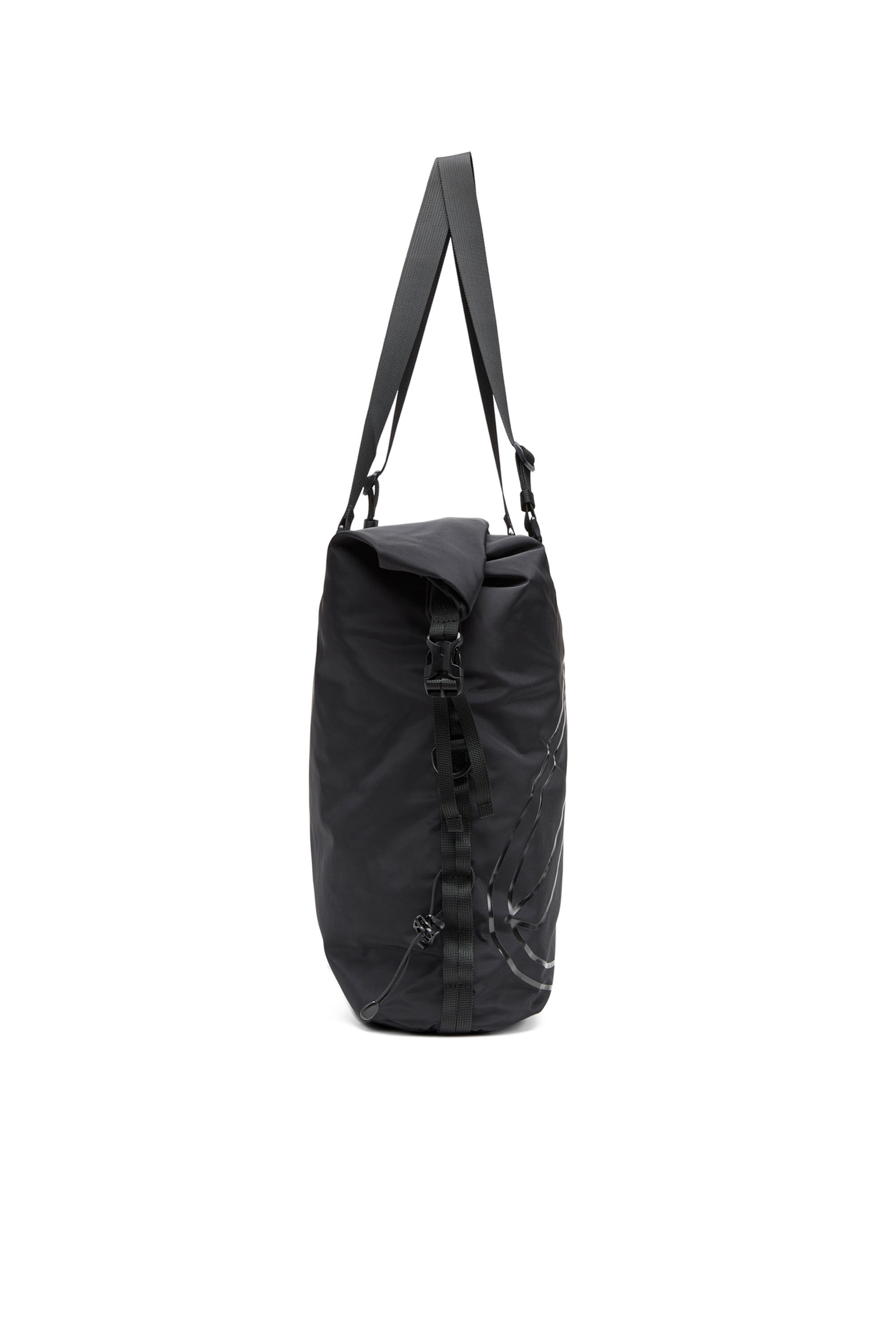 Diesel - DRAPE TOTE, Male Drape-Nylon roll-top crossbody bag in ブラック - Image 3