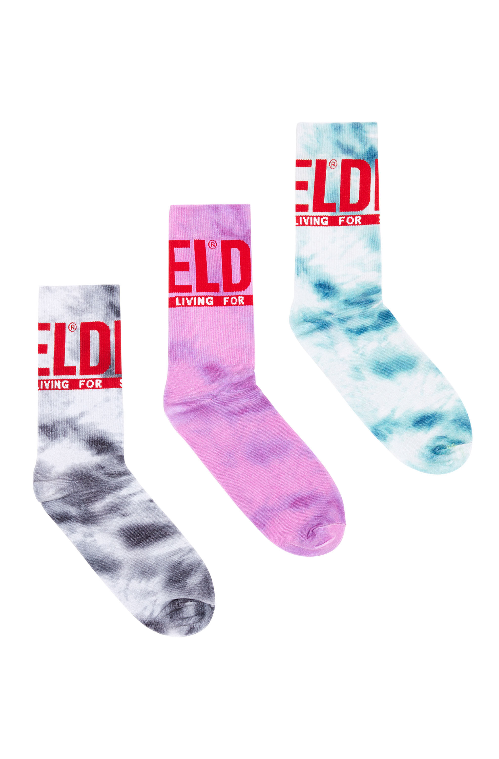 Diesel - SKM-RAY-THREEPACK, Male Three-pack of socks with marble effect in マルチカラー - Image 1