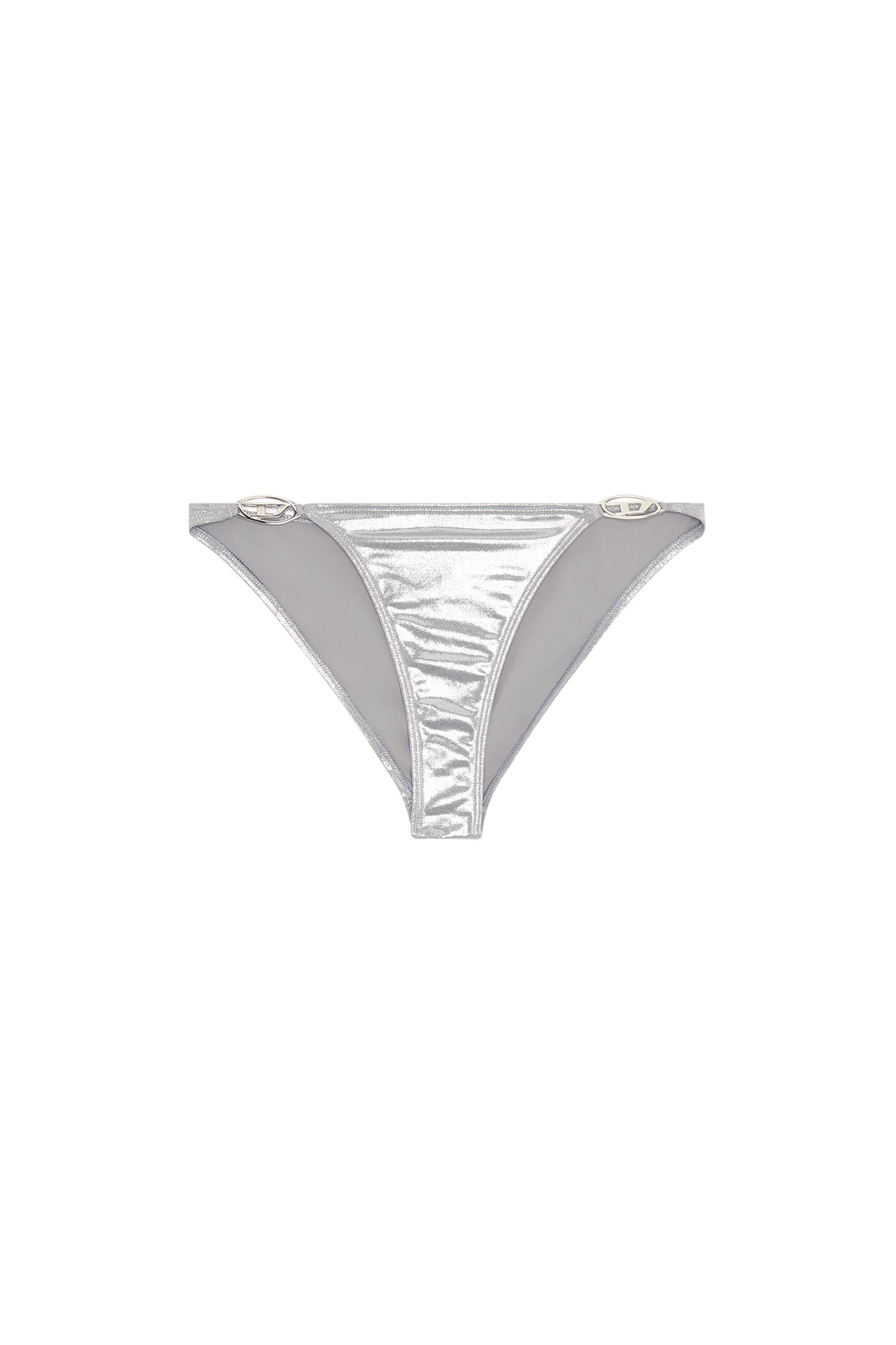 Diesel - BFPN-IRINA-O, Female's Metallic bikini briefs with logo plaques in シルバー - 4