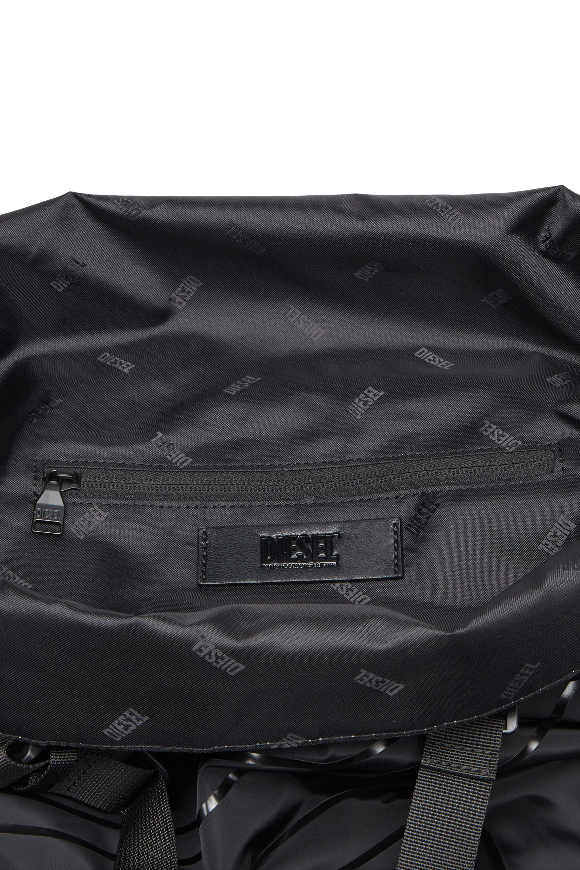 Diesel - DRAPE TOTE, Male Drape-Nylon roll-top crossbody bag in ブラック - Image 4
