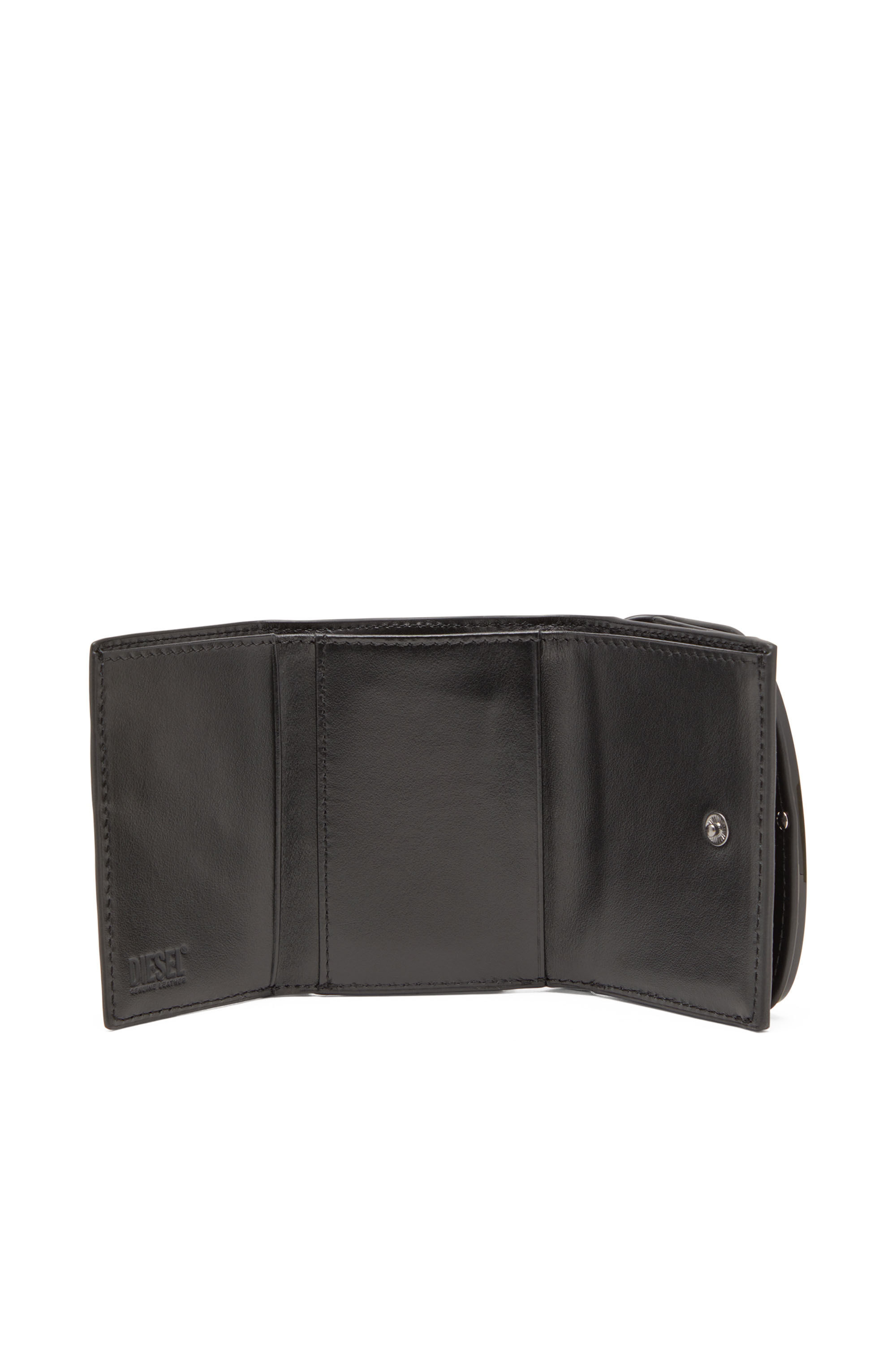 Diesel - 1DR TRI FOLD COIN XS II, Female Tri-fold wallet in mirrored leather in ブラック - Image 3