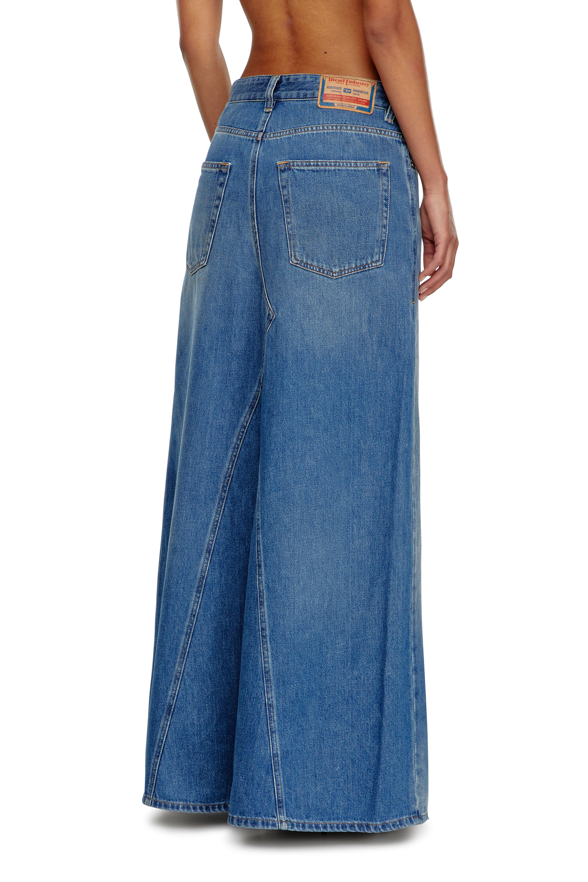 Diesel - DE-PAGO-S4, Female's Long skirt in peel-off denim in ブルー - 4