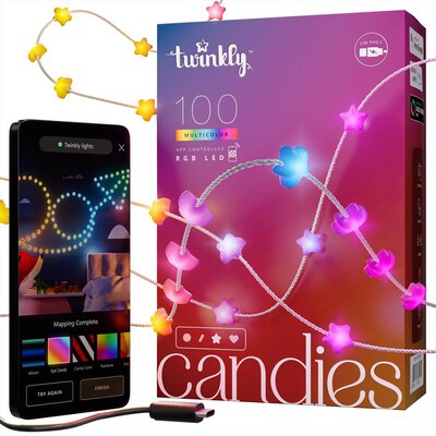 TWINKLY - Stringa luminosa a forma di stella Candies 100LED-trasparente