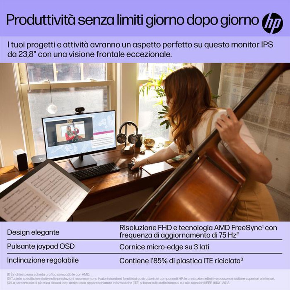 "HP - Monitor WLED FHD V24I G5-Nero"