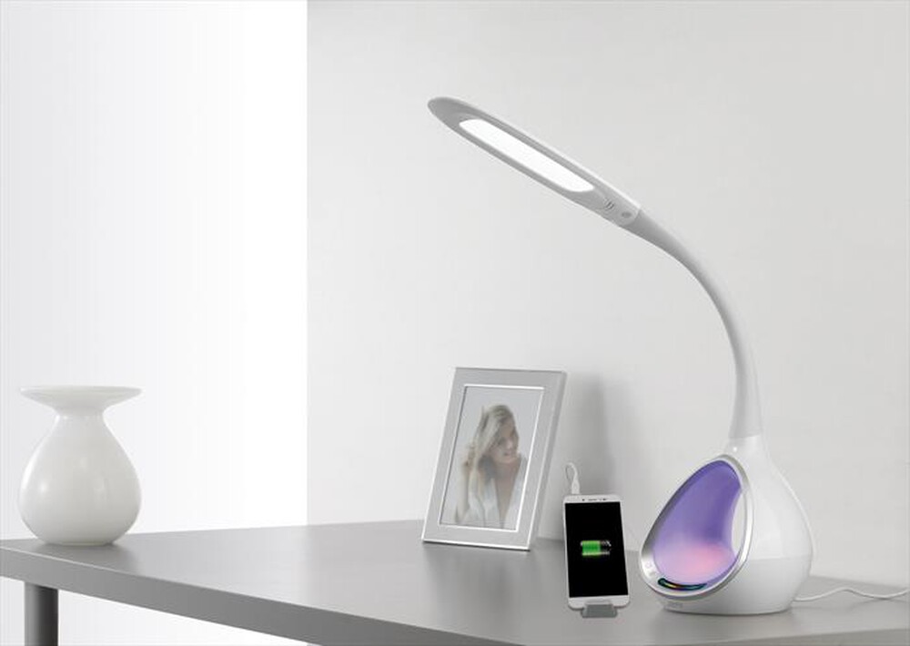 "MEDIACOM - Lampada LED charger USB 2.1A e luci d’atmosfera-Bianco"