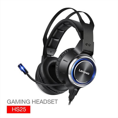 LENOVO - HS25 CUFFIE GAMING MICROFONO CANC.RUMORE/SURROUND-NERO