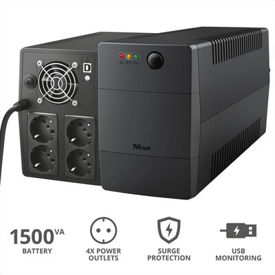 TRUST - PAXXON 1500VA UPS 4 OUTLETS-Black