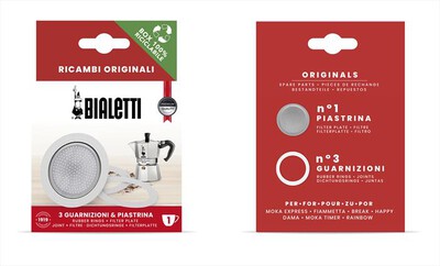 BIALETTI - 3 GUARNIZIONI + 1 PIASTRINA 1 TAZZA