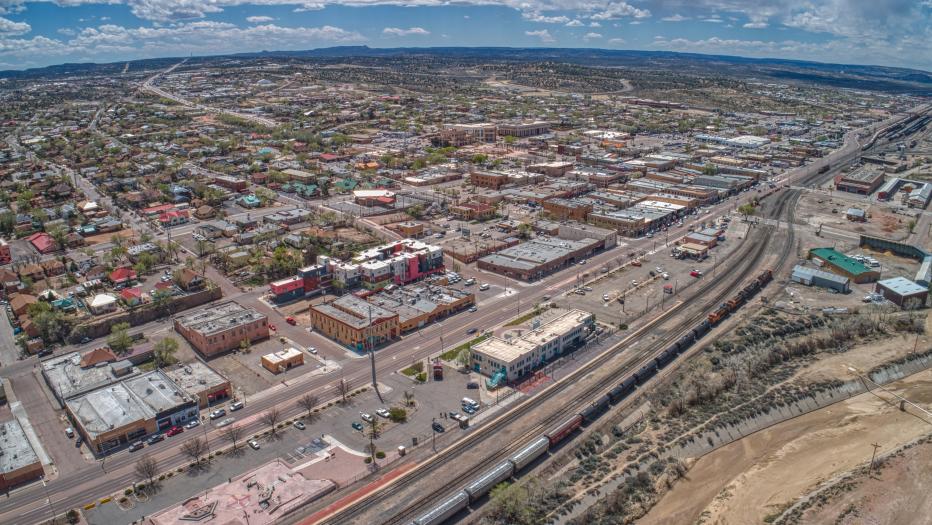 Aerial View of Gallup, New Mexico on Interstate 40