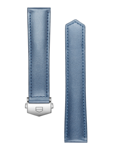 Bracelet en cuir bleu métallique TAG Heuer Carrera 39MM 