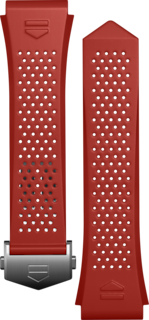 Bracelet en caoutchouc perforé rouge Calibre E4 45mm