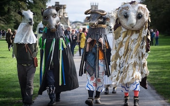 Protester dress up and hold a mass trespass of Cirencester Park over charging plans