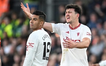 Harry Maguire and Casemiro at Kenilworth Road