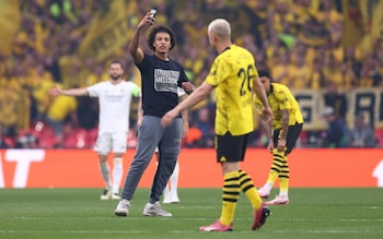 The game is interrupted by a pitch invader during Champions League final – Champions League final pitch invaders in £300,000 Russian blogger stunt