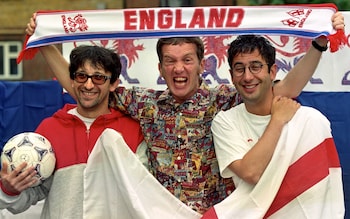 Ian Broudie, Frank Skinner and David Baddiel promote Three Lions 