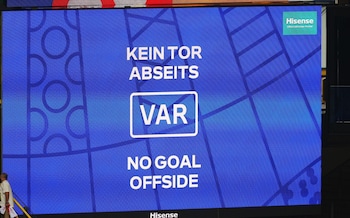 VAR screen shows no goal