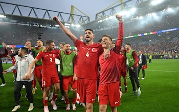 Turkey players celebrate their win