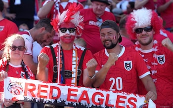 Austria fans gather before a Group D match between the Netherlands and Austria