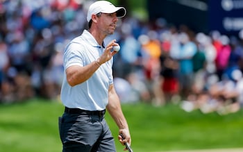 Rory McIlroy celebrates a birdie