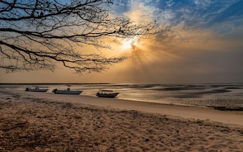 Deserted beach on the island of Orango at sunset, in Guinea Bissau. Orango is part of the Bissagos archipelago