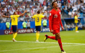 Dele Alli celebrates scoring for Sweden 