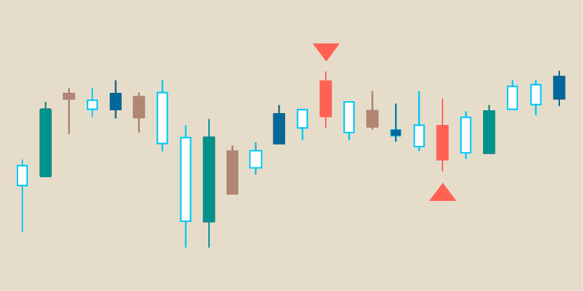 Line of colored rectangles with two selected