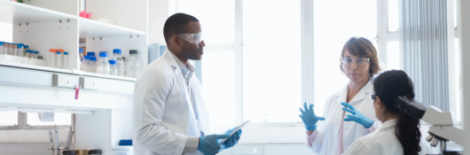 People talking in a laboratory setting