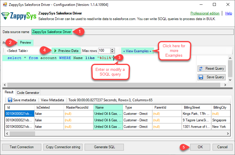 ZappySys ODBC Driver - Select Table and Preview Data