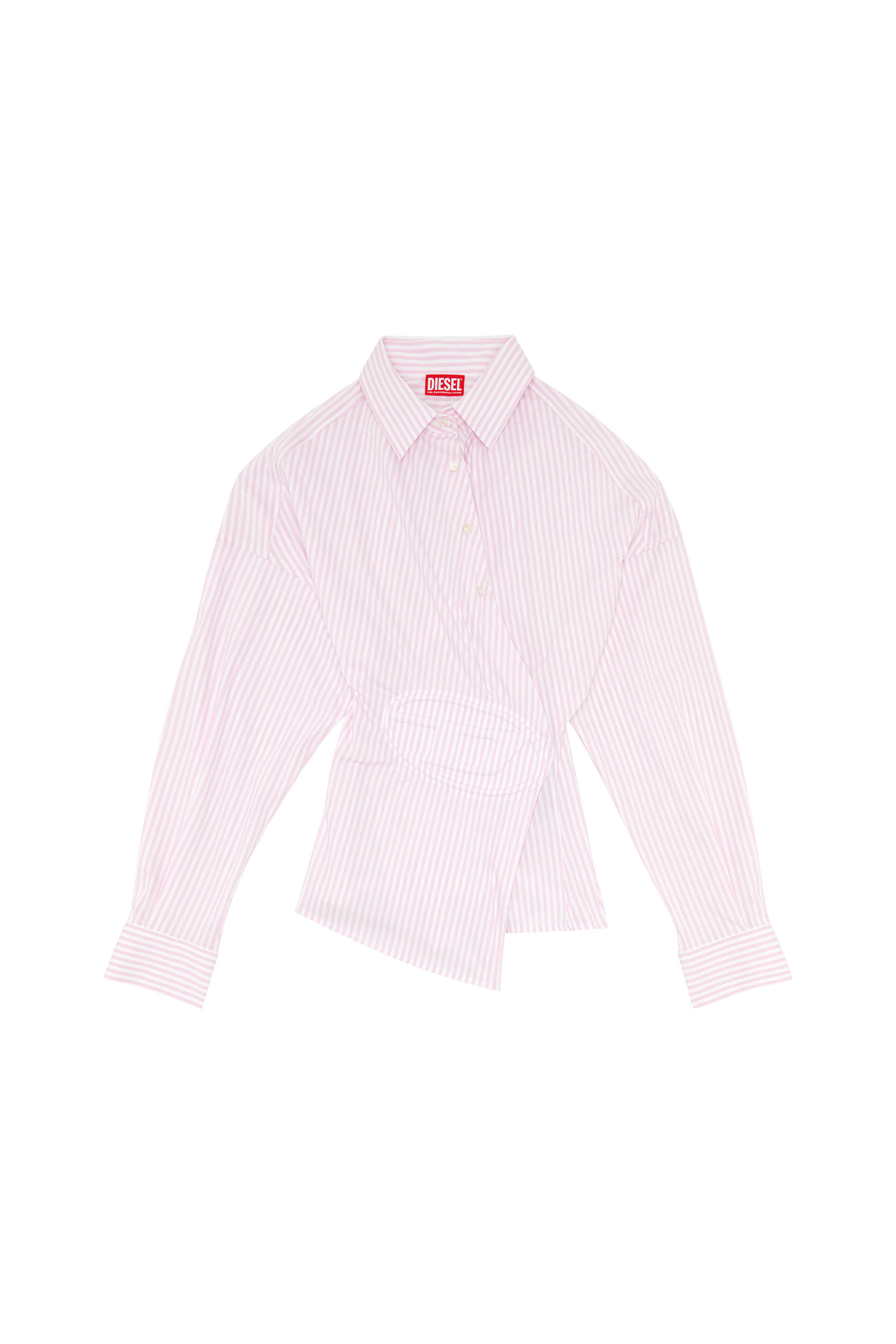 Diesel - C-SIZ-N2, Woman Striped wrap shirt with embossed logo in Pink - Image 2