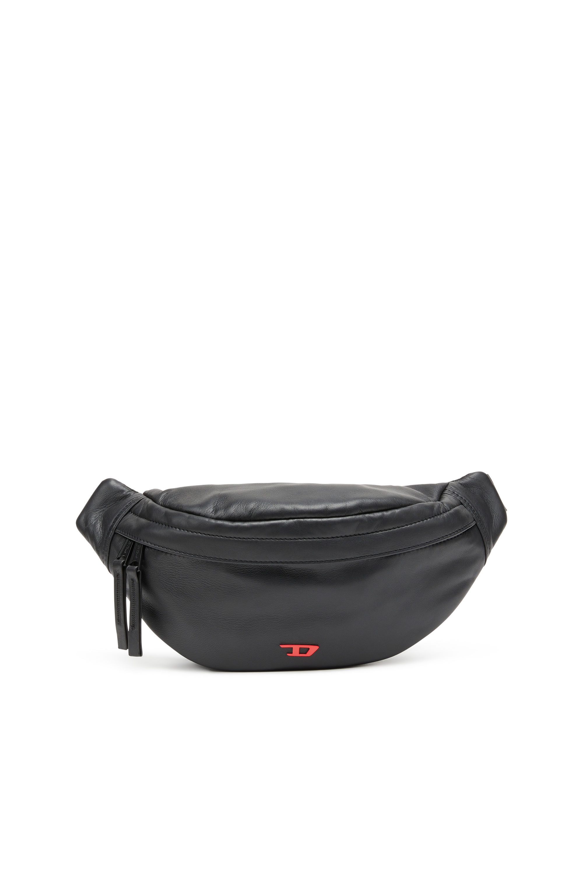 Diesel - RAVE BELTBAG, Man Rave-Leather belt bag with metal D in Black - Image 1