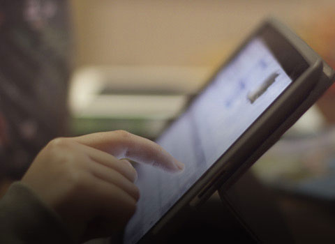 Student using a tablet