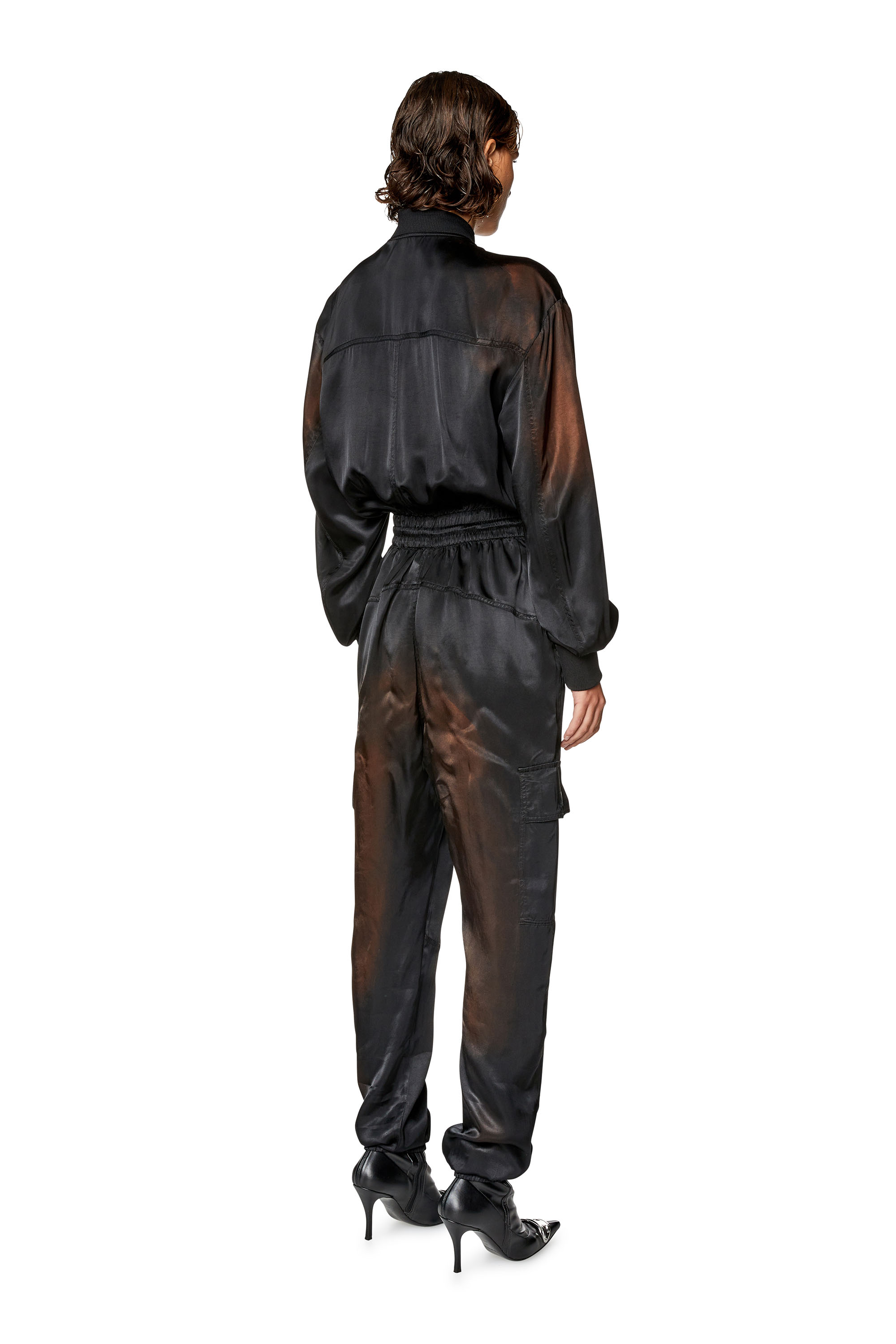 Diesel - J-VENUS, Woman Jumpsuit in solarised satin in Black - Image 3