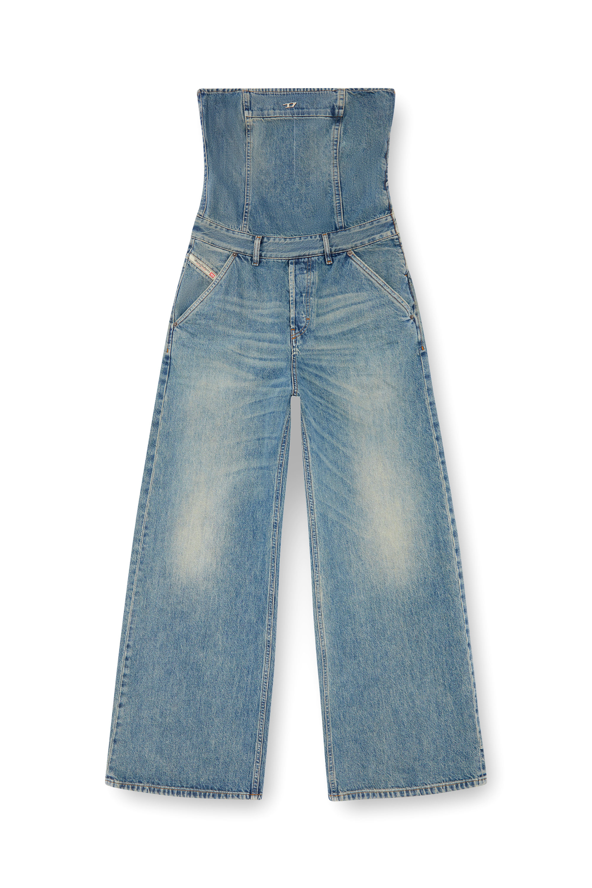 Diesel - DE-BRIDE, Woman Denim strapless jumpsuit in Blue - Image 4