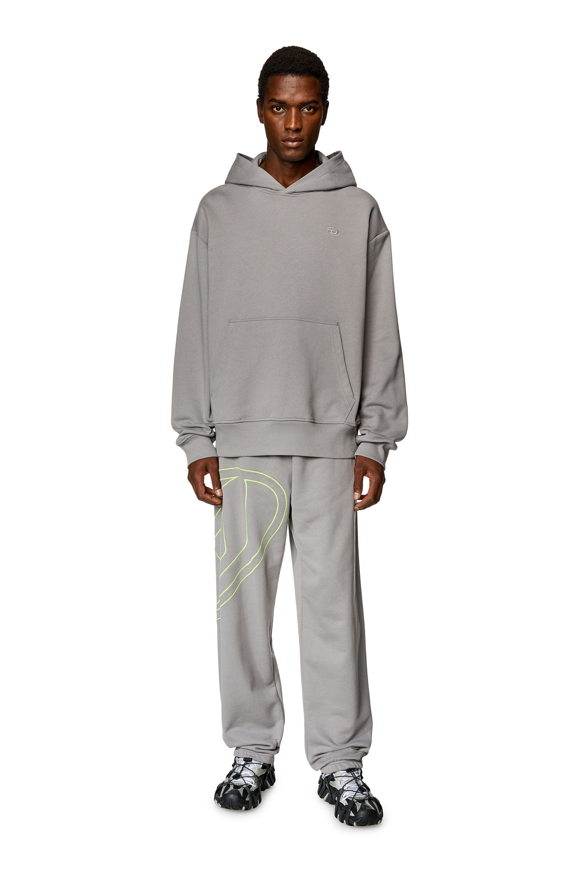 Diesel - P-MARKY-MEGOVAL-D, Man Track pants with mega oval D in Grey - Image 1