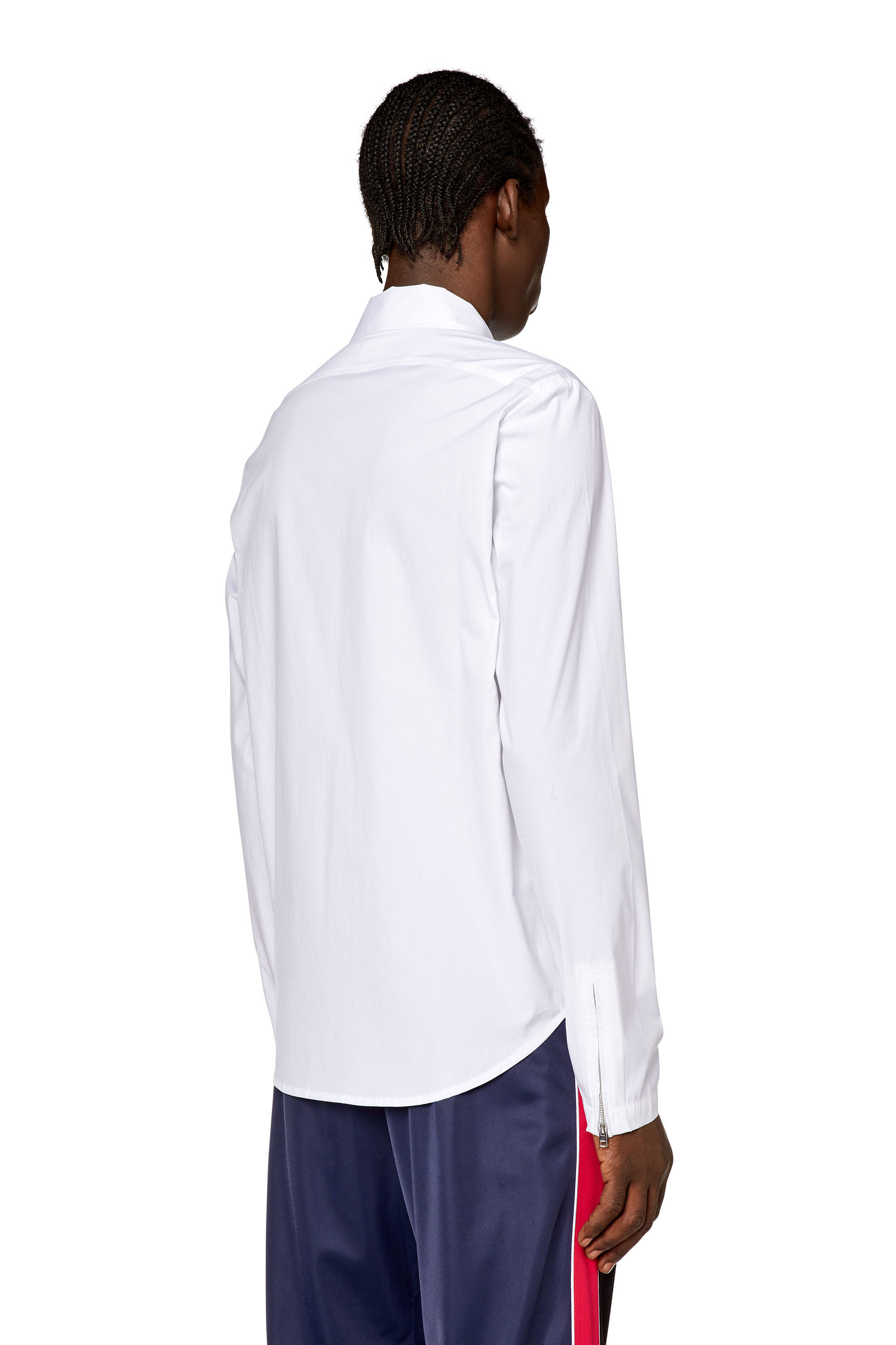 Diesel - S-STUCK, Man Logo-embroidered zip shirt in White - Image 4