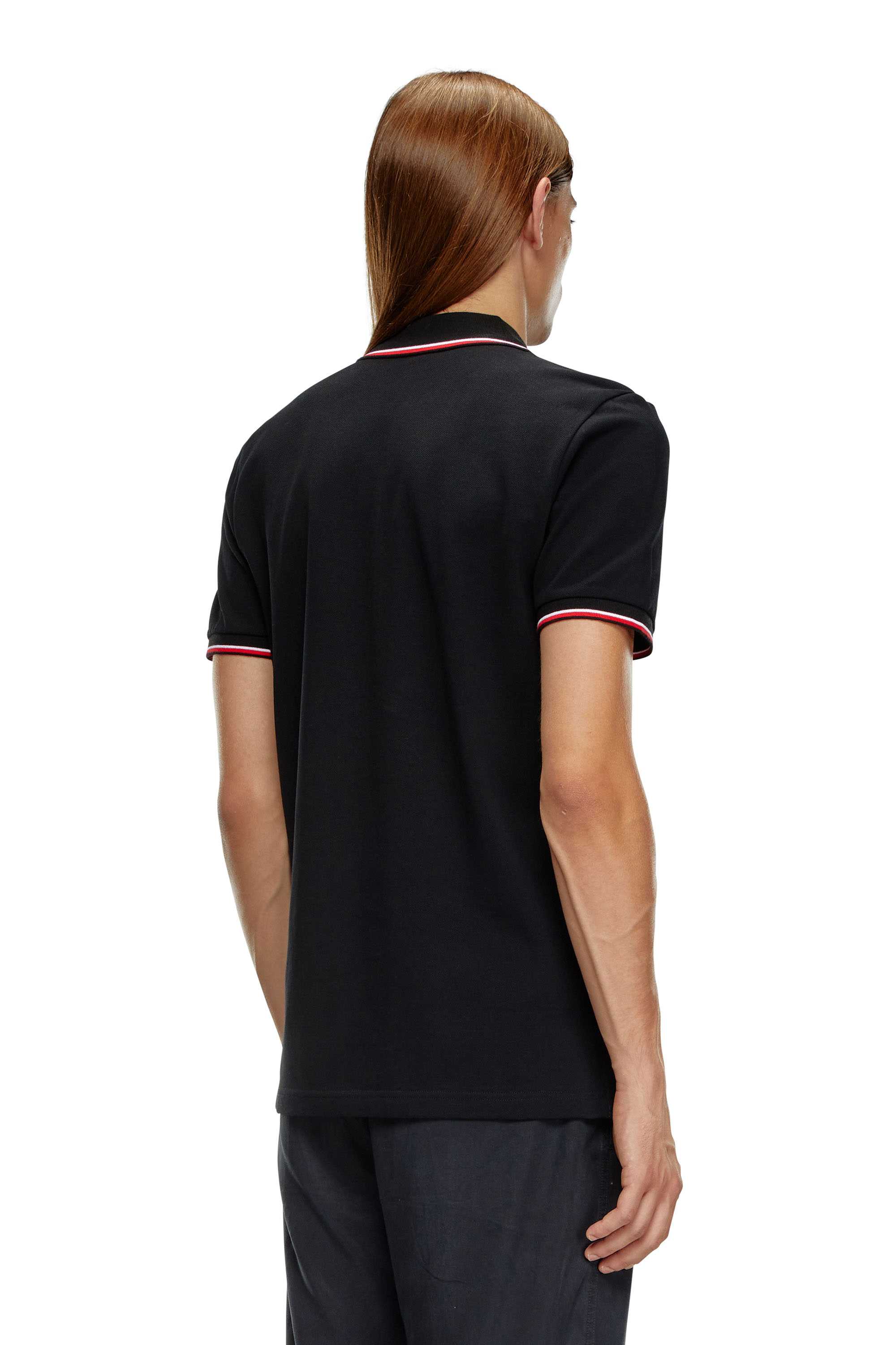 Diesel - T-SMITH-D, Man Polo shirt with striped trims in Black - Image 4