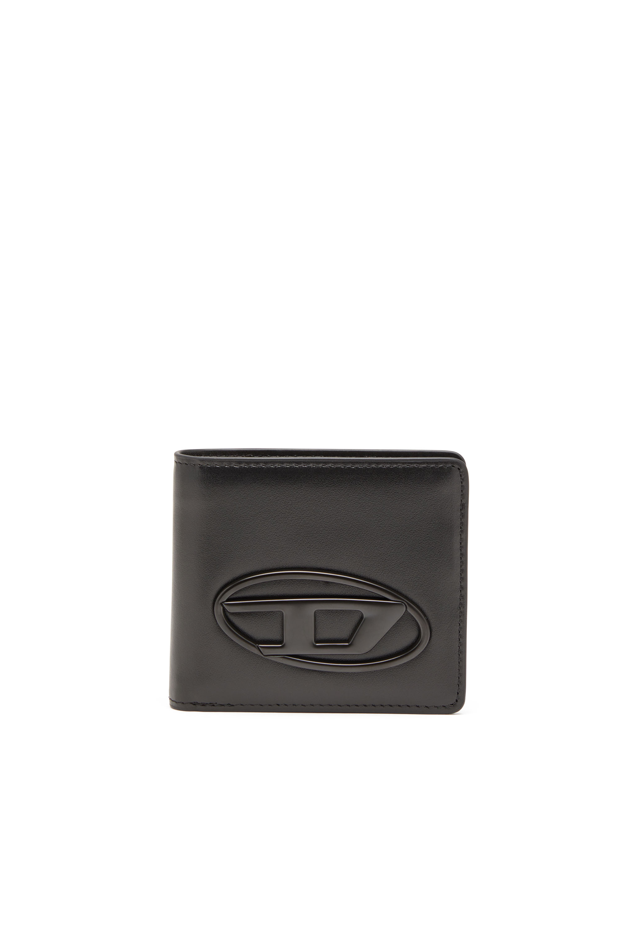 Diesel - HOLI-D BI FOLD COIN S 3D, Unisex Bifold-Portemonnaie aus gebondetem Neopren in Schwarz - Image 1