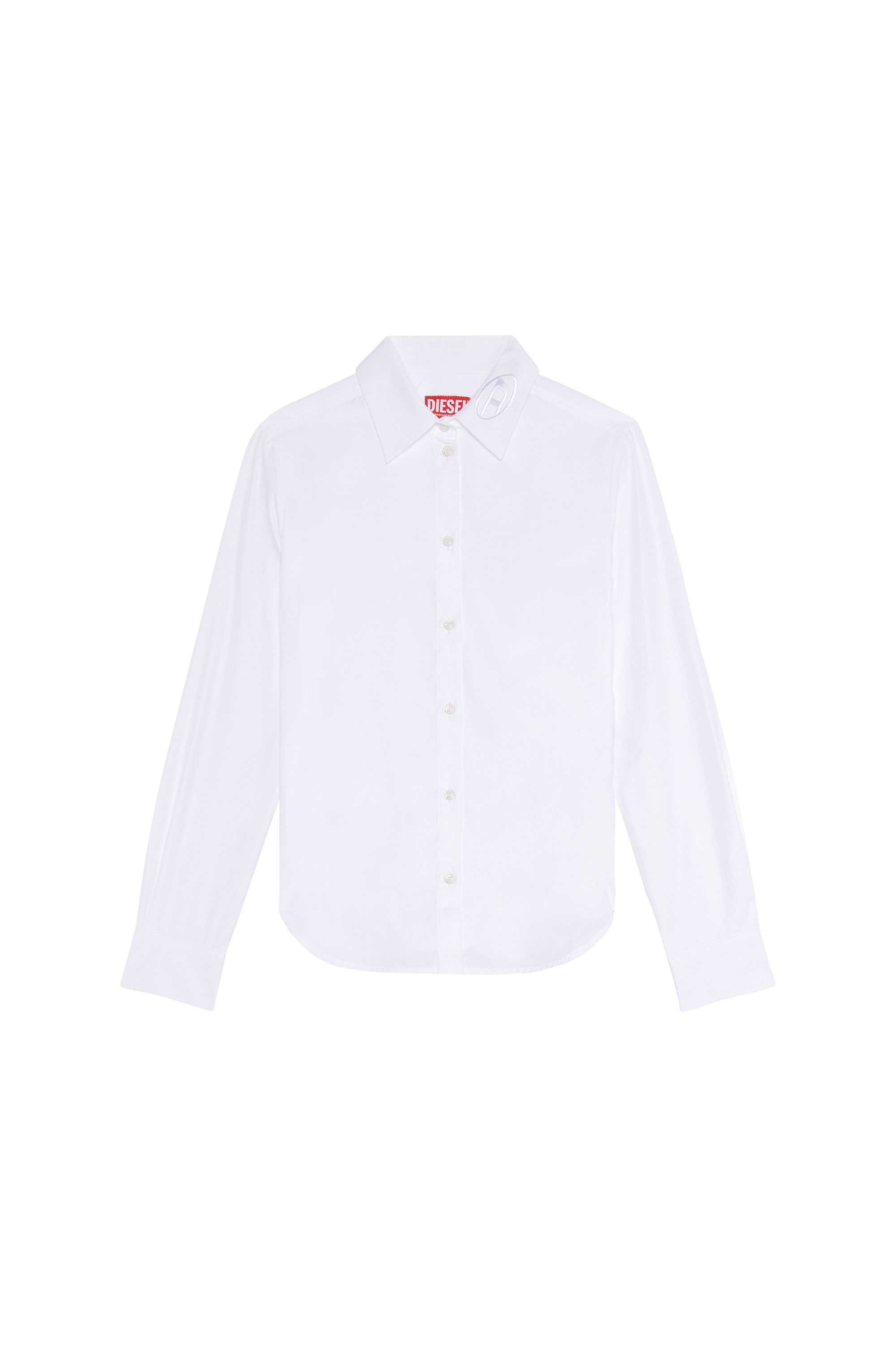 Diesel - C-GIS, Damen Popeline-Shirt mit farbgleicher D-Stickerei in Weiss - Image 3