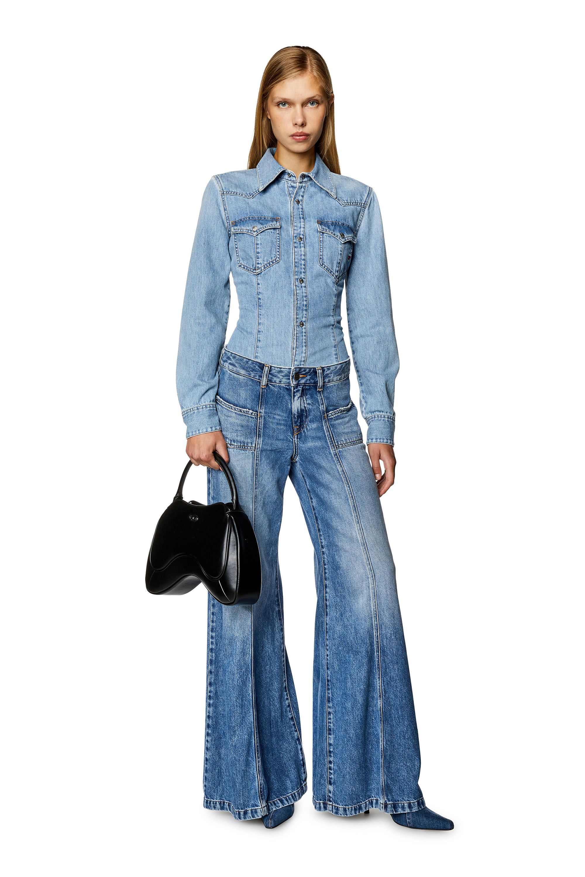 Diesel - DE-WAVES, Damen Western-Shirt aus Denim in Blau - Image 2